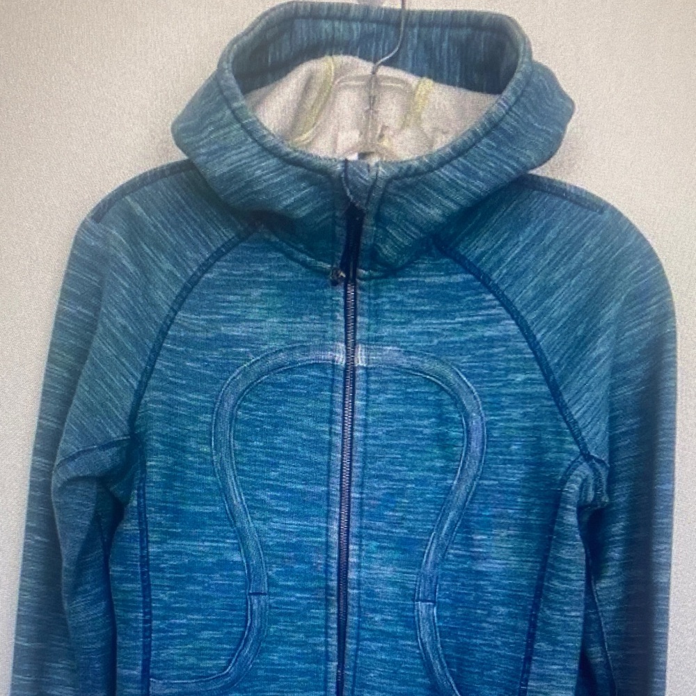 Lululemon Scuba Full Zip Jacket Hooded Space Dye Green Blue Athleisure Women’s 6